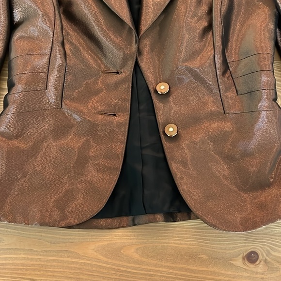 Escada Liquid Bronze Brown Structured Blazer Jacket Size 34  / 4 - Picture 12 of 17